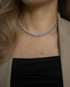 silver Trance chain choker with intricate sparkly rhinestones by The Hexad