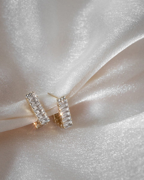 silver crystal baguette hoop earrings @thehexad