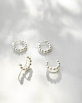 Minimalist silver plated hoop earrings and ear cuffs by The Hexad