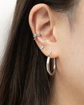 silver ear stack inspo featuring cuffs and hoops from the hexad