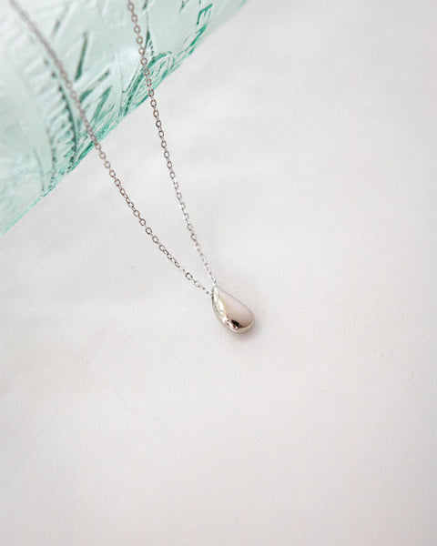 silver teardrop pendant necklace by the hexad