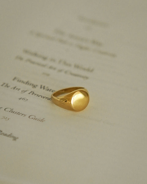 simple and classic signet ring in gold by modern jewellery label the hexad