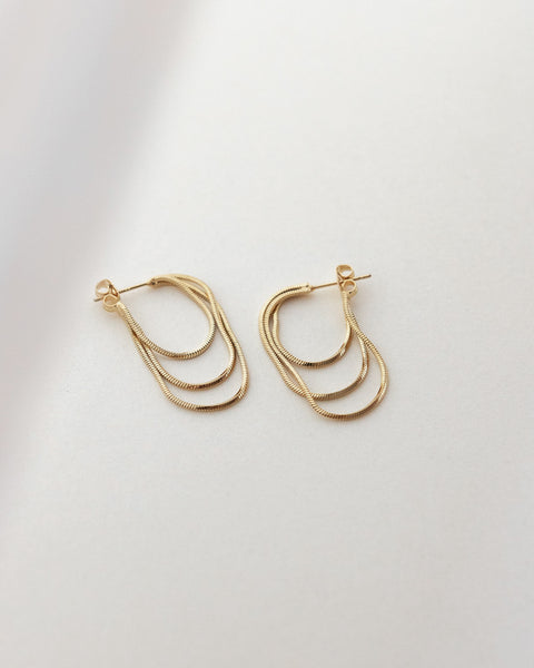 sleek triple hoop earrings in gold