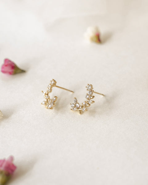 statement hanging vines stud earrings with intricate leaves by the hexad