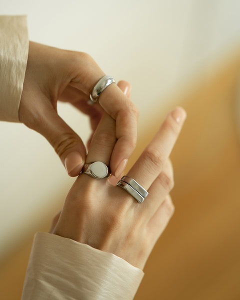 statement worthy stack featuring all new silver signet rings from thehexad.com