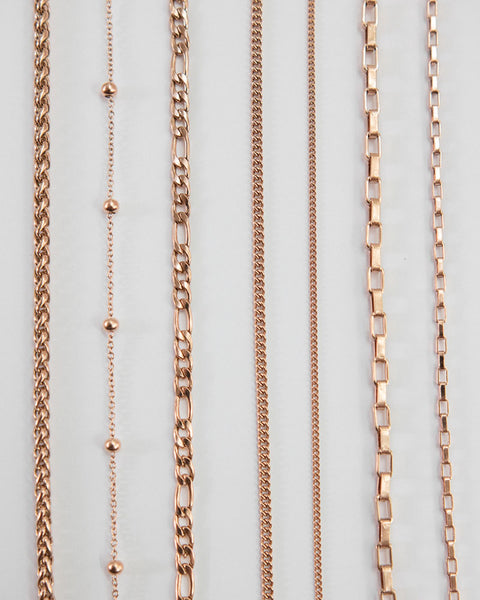 the hexad full collection of rose gold chain designs to perfect your neck stack