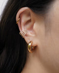 the latest ear stack looks from popular earrings brand the hexad that require only one ear piercing to achieve