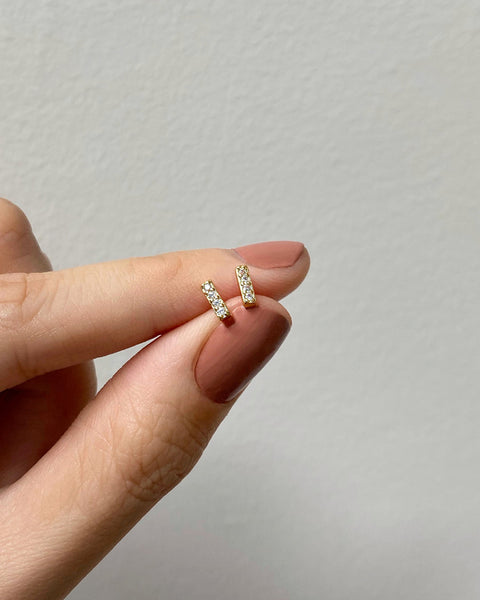 trending teeny tiny bar stud earrings from the hexad