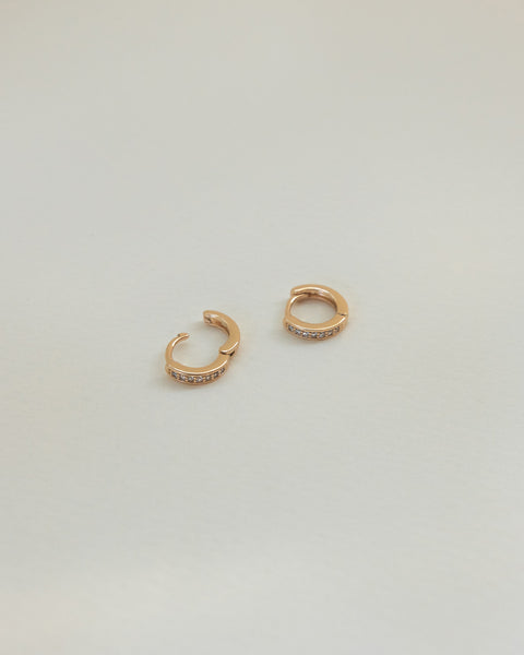 work from home style huggie earrings with stylish petite diamante from casual fashion jewelry brand the hexad